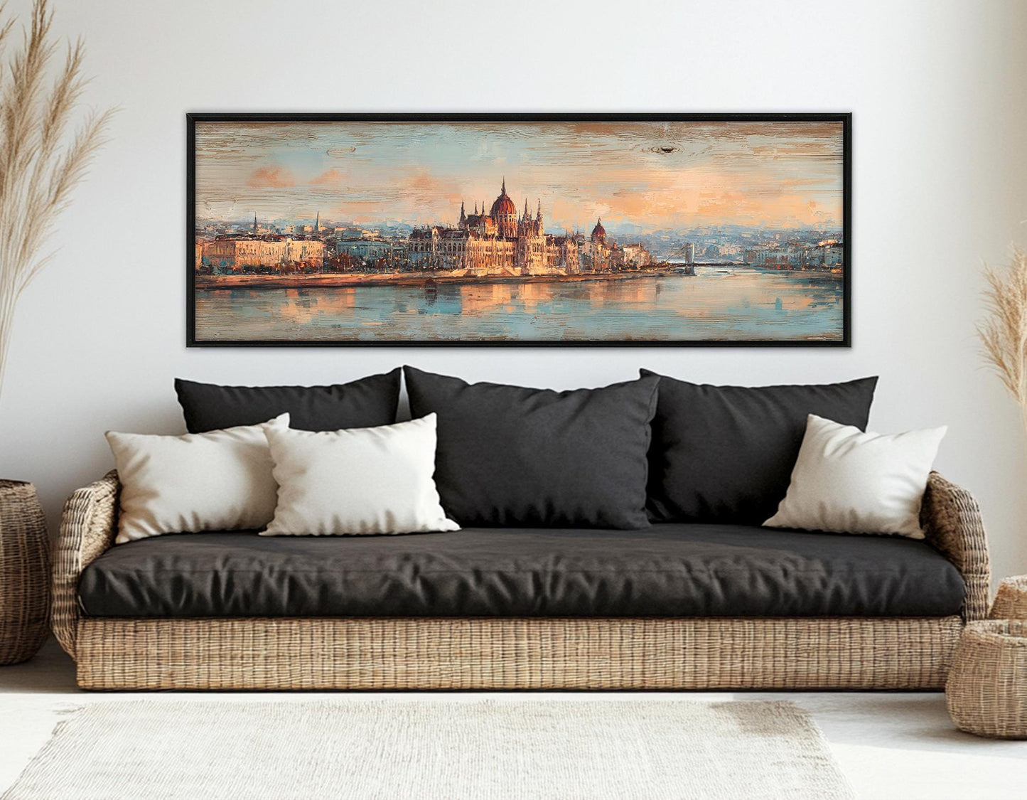 Budapest Skyline Canvas Vintage City Print – Framed Cotton Wall Art Ready to Hang