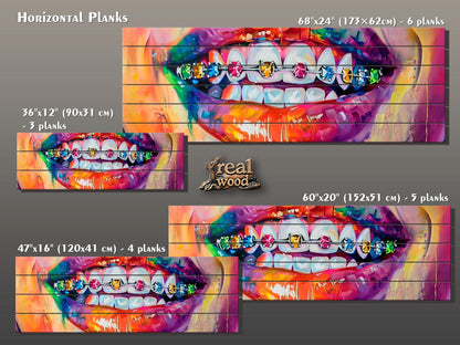 Wood Wall Art – Abstract Braces Painting | Orthodontist Wall Decor on Wood
