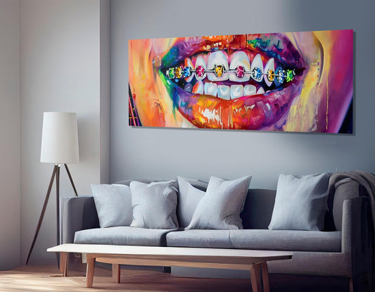 Abstract Braces Canvas – Framed Gallery Wrapped Art | Ready to Hang Orthodontist Wall Decor