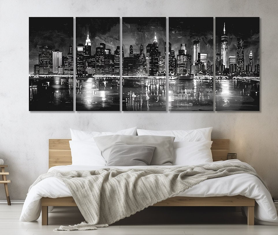 New York Wall Art – Large Black White Canvas Print | Framed Cotton Artwork