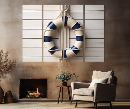 Nautical Canvas Print – Minimalist Lifebuoy Wall Art on Cotton Canvas | Framed Gallery Wrapped