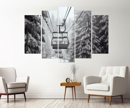 Ski Lift Canvas Print - Large Winter Wall Art | Framed Ski Lodge Decor