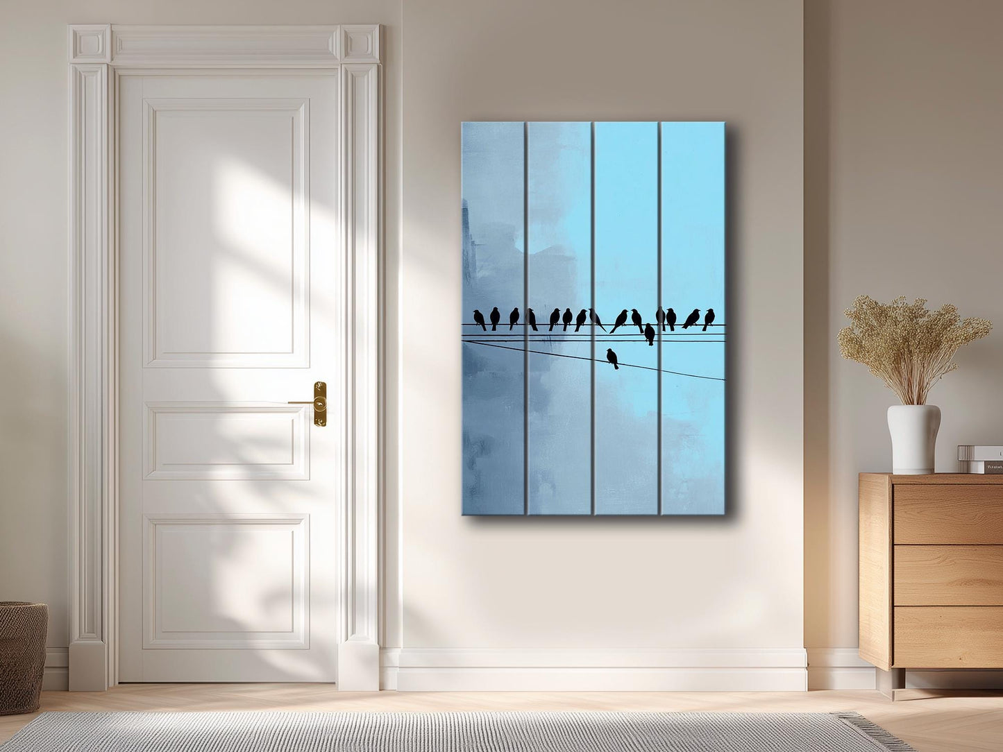 Rustic Wood Wall Art – Minimalist Bird Wall Decor on Natural Wood Planks
