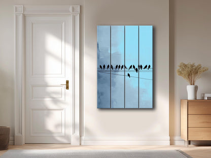 Rustic Wood Wall Art – Minimalist Bird Wall Decor on Natural Wood Planks