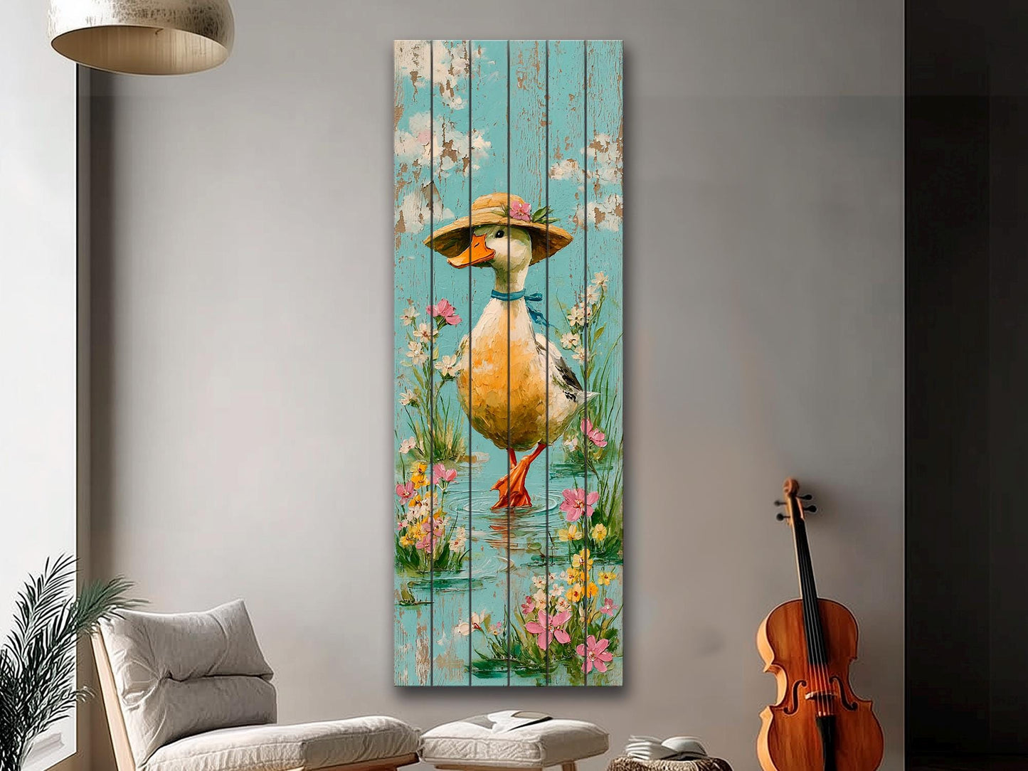 Rustic Wood Wall Art – Country Duck Decor on Wood Plank – Farmhouse Wall Art