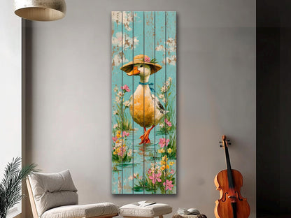 Rustic Wood Wall Art – Country Duck Decor on Wood Plank – Farmhouse Wall Art