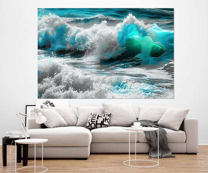 Ocean Wall Art – Turquoise Ocean Canvas Print | Framed & Ready to Hang