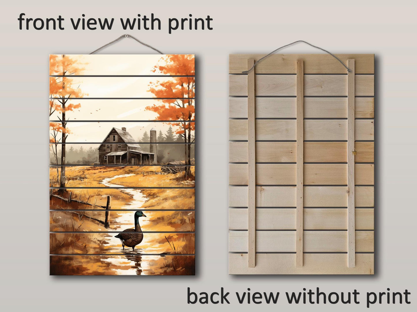 Rustic Farm Wall Art – Natural Wood Print | Farmhouse Rustic Decor