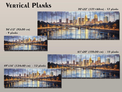 Minneapolis Wood Wall Art – Rustic Skyline Painting on Wood – Unique Natural Texture Decor