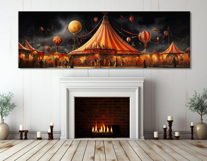 Vintage Circus Painting – Retro Circus Poster | Abstract Wall Art Canvas Print, Ready to Hang