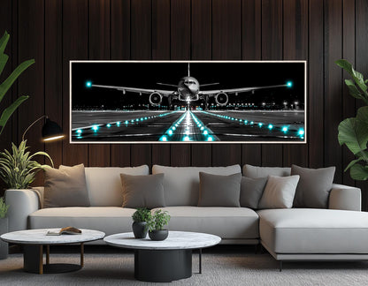 Plane Landing Canvas – Scenic Airplane Print on 100% Cotton | Framed Aviation Art