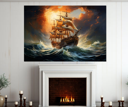 Sailboat Canvas Print – Scenic Sailing Painting | Framed Canvas Art, Ready to Hang