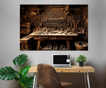 Woodworking Wall Art – Vintage Tools Print | Carpenter Gift | Framed Canvas Print