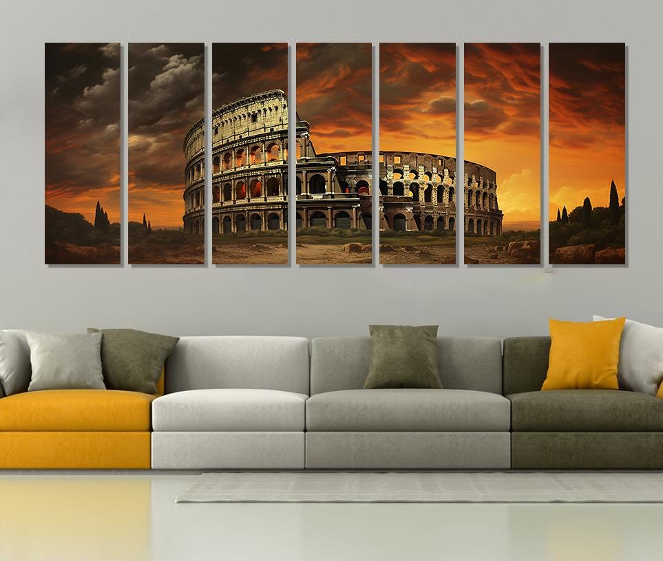 Colosseum Canvas Print – Large Rome Wall Art | Abstract Italy Wall Decor, Framed & Ready to Hang