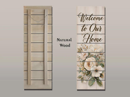 Welcome Home Wood Art – Rustic Wood Wall Art With Floral Farmhouse Decor