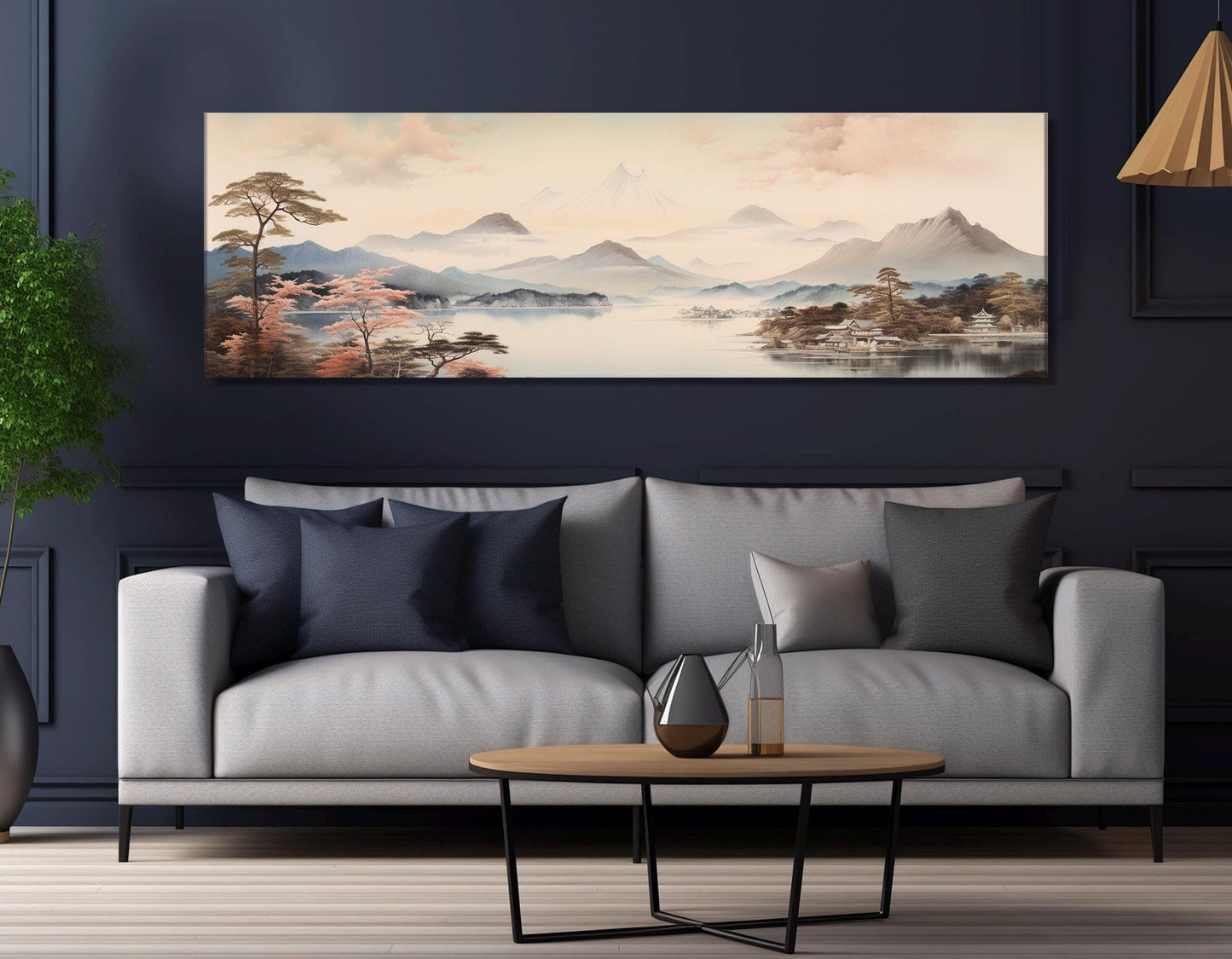 Japanese Landscape Canvas - Soft Tone Cotton Print | Framed, Ready to Hang Art