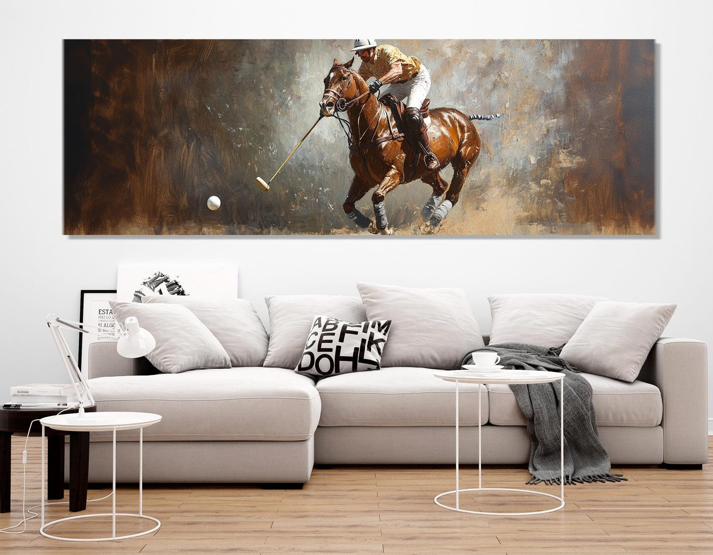 Polo Wall Art - Abstract Polo Print on Cotton Canvas, Framed & Ready to Hang