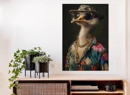 Ostrich Canvas Print – Funny Ostrich Art | Framed & Ready to Hang Party Wall Decor