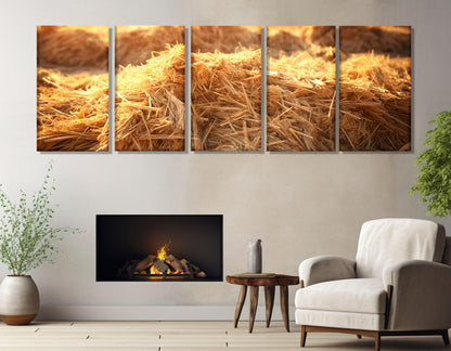 Large Haystack Canvas Print - Farmhouse Wall Art | Framed & Ready to Hang