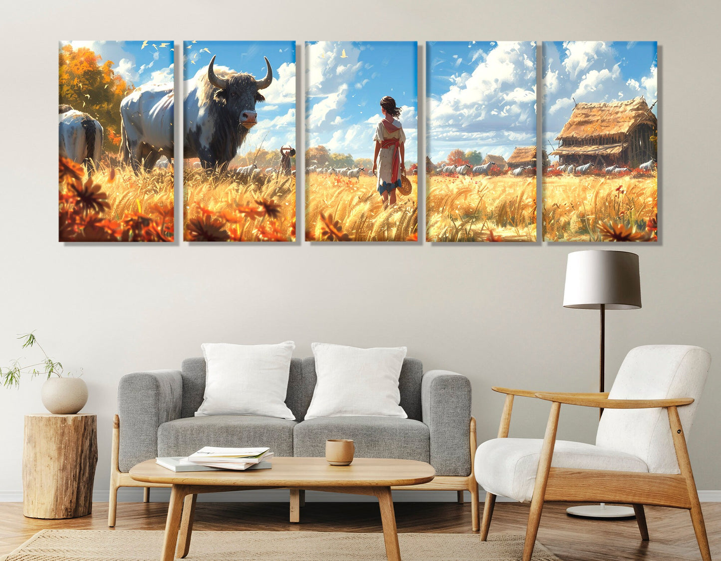 Abstract Farmhouse Canvas Print – Rustic Wall Art | Framed & Ready to Hang