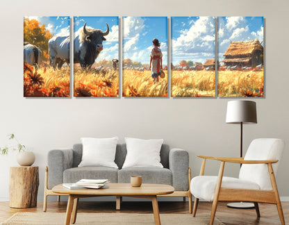 Abstract Farmhouse Canvas Print – Rustic Wall Art | Framed & Ready to Hang