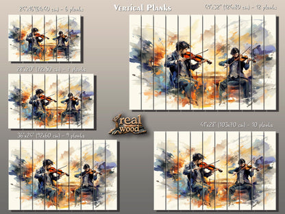 Violinist Wall Art – Abstract Violin Painting on Natural Wood Plank Art, Unique Rustic Music Decor