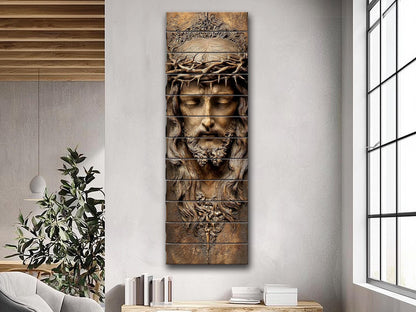 Jesus Christ Wood Print – Michelangelo Inspired Religious Wall Art on Wood