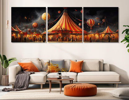 Vintage Circus Painting – Retro Circus Poster | Abstract Wall Art Canvas Print, Ready to Hang