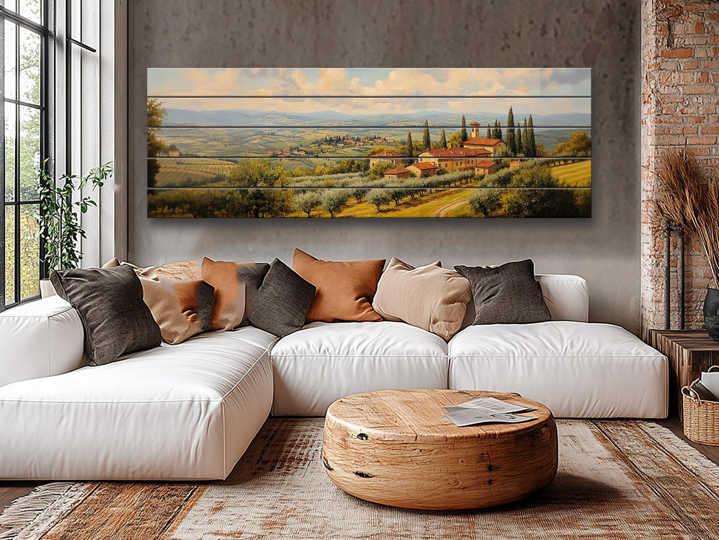 Italy Rolling Hills Print on Natural Wood –  Italy Wall Art