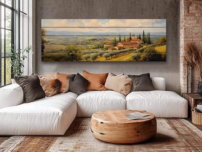 Italy Rolling Hills Print on Natural Wood –  Italy Wall Art