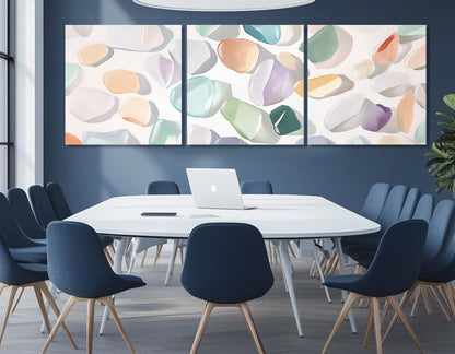 Watercolor Sea Glass Canvas Print, Soft Tones Beach Glass Panoramic Poster, Minimalist  Wall Art, Sea Vibes Wall Art, Framed & Ready to Hang