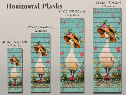 Rustic Wood Wall Art – Country Duck in Hat Printed on Wood – Rustic Spring Wall Art – Farmhouse Animal Decor