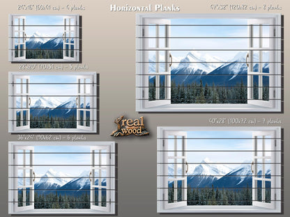 Wood Wall Art – Alpine Wall Decor With Winter Mountain Landscape Print On Natural Wood