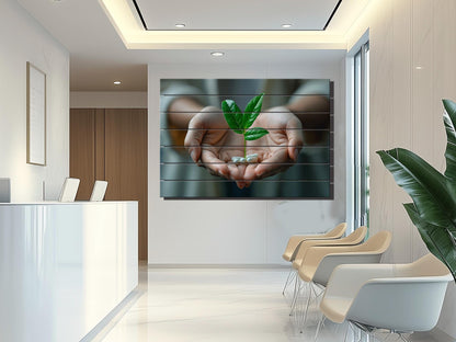 Pharmacy Wall Art – Abstract Medicine Art Printed on Natural Wood Decor