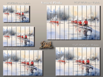 Rowing Wood Wall Art | Natural Wood Art – UV Printed Rustic Wall Decor