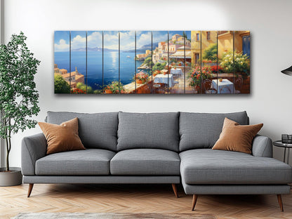 Italy Coast Painting – Scenic Italian Landscape Wood Wall Art | Rustic Coastal Decor