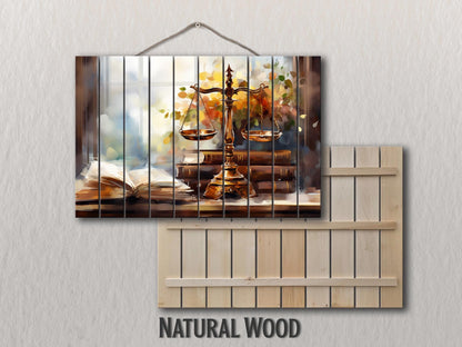 Wooden Wall Art – Rustic Valletta Skyline Wood Plank Painting | Natural Wood Artwork