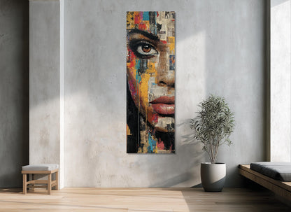 Abstract Expressionism Canvas – Black Woman Portrait Surreal Wall Art, Ready to Hang