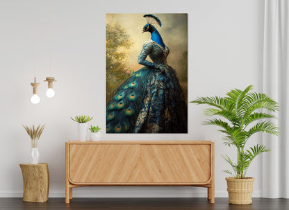 Abstract Peacock Canvas - Elegant Lady Peacock Painting | Ready to Hang Wall Art