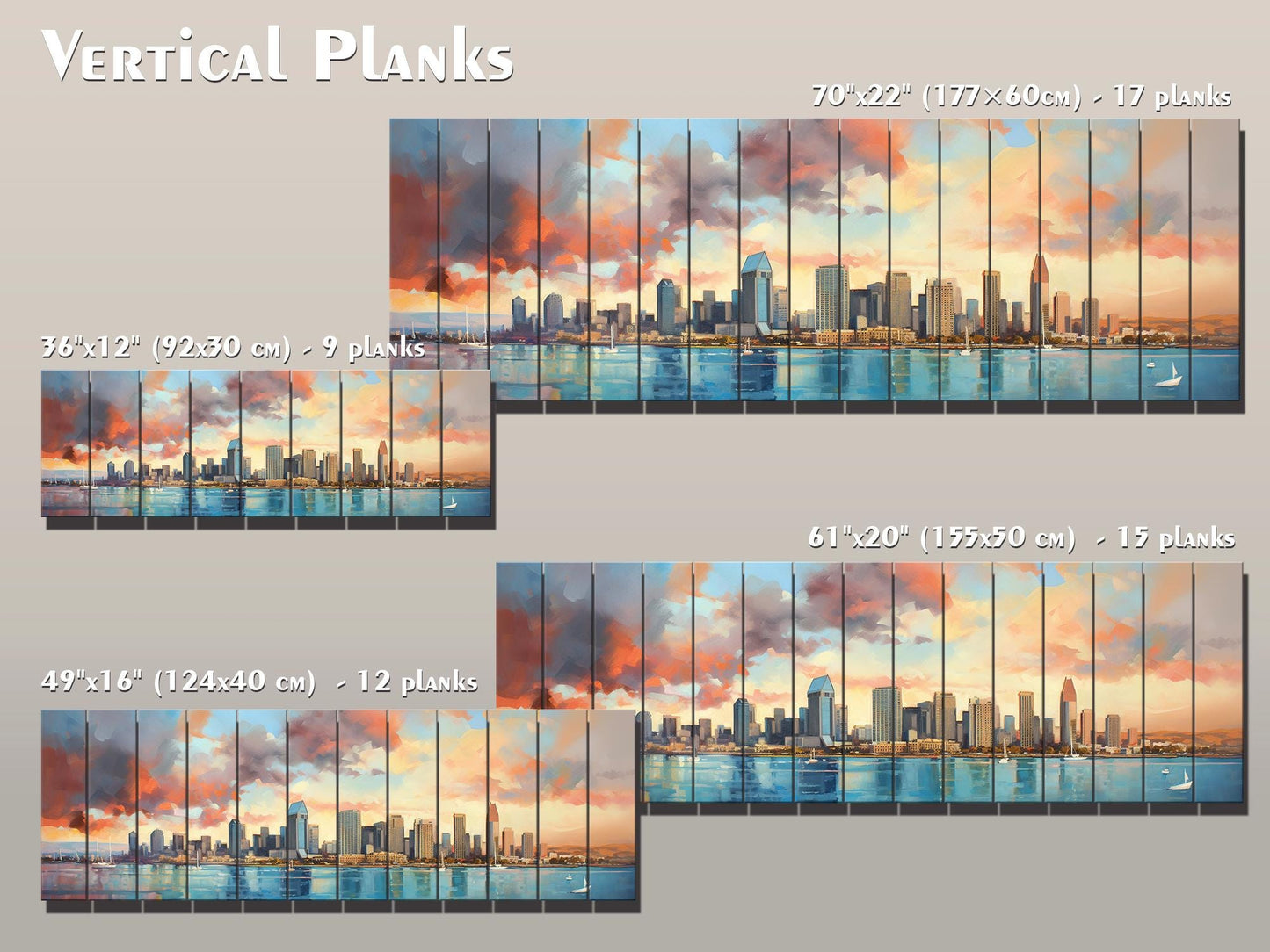 San Diego Wood Art – Rustic Wooden City Skyline Wall Decor | Abstract Wood Painting
