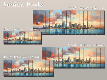 San Diego Wood Art – Rustic Wooden City Skyline Wall Decor | Abstract Wood Painting