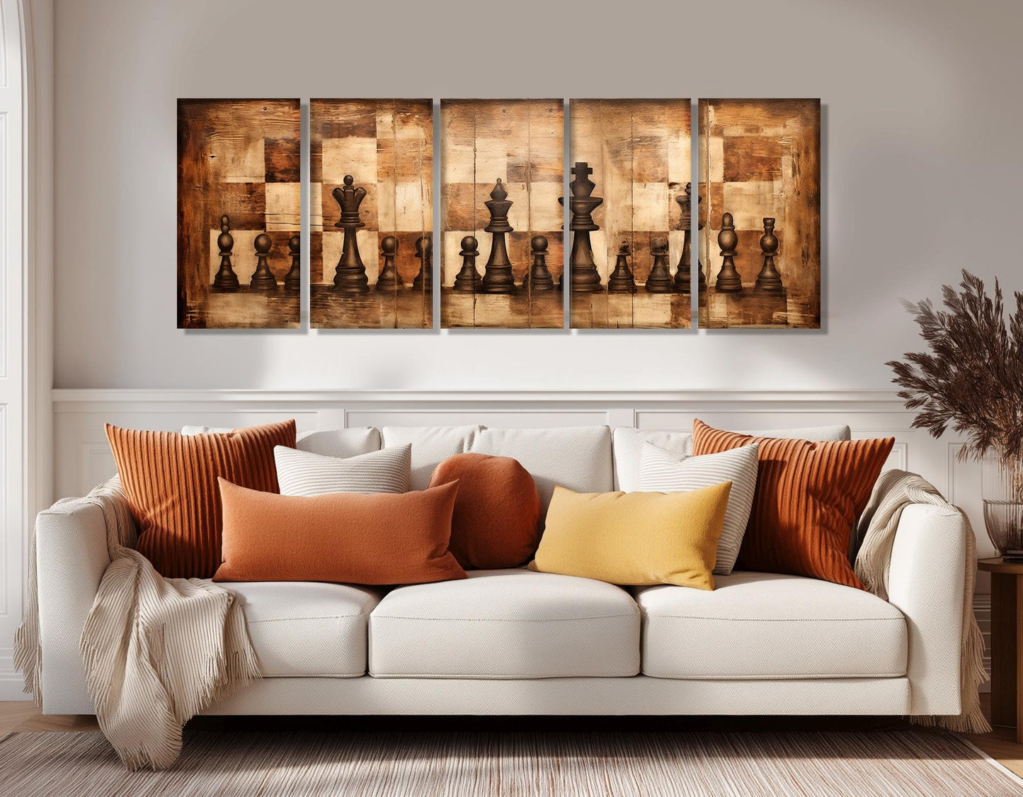 Chess Wall Art – Rustic Abstract Chess Canvas Print | Framed & Ready to Hang