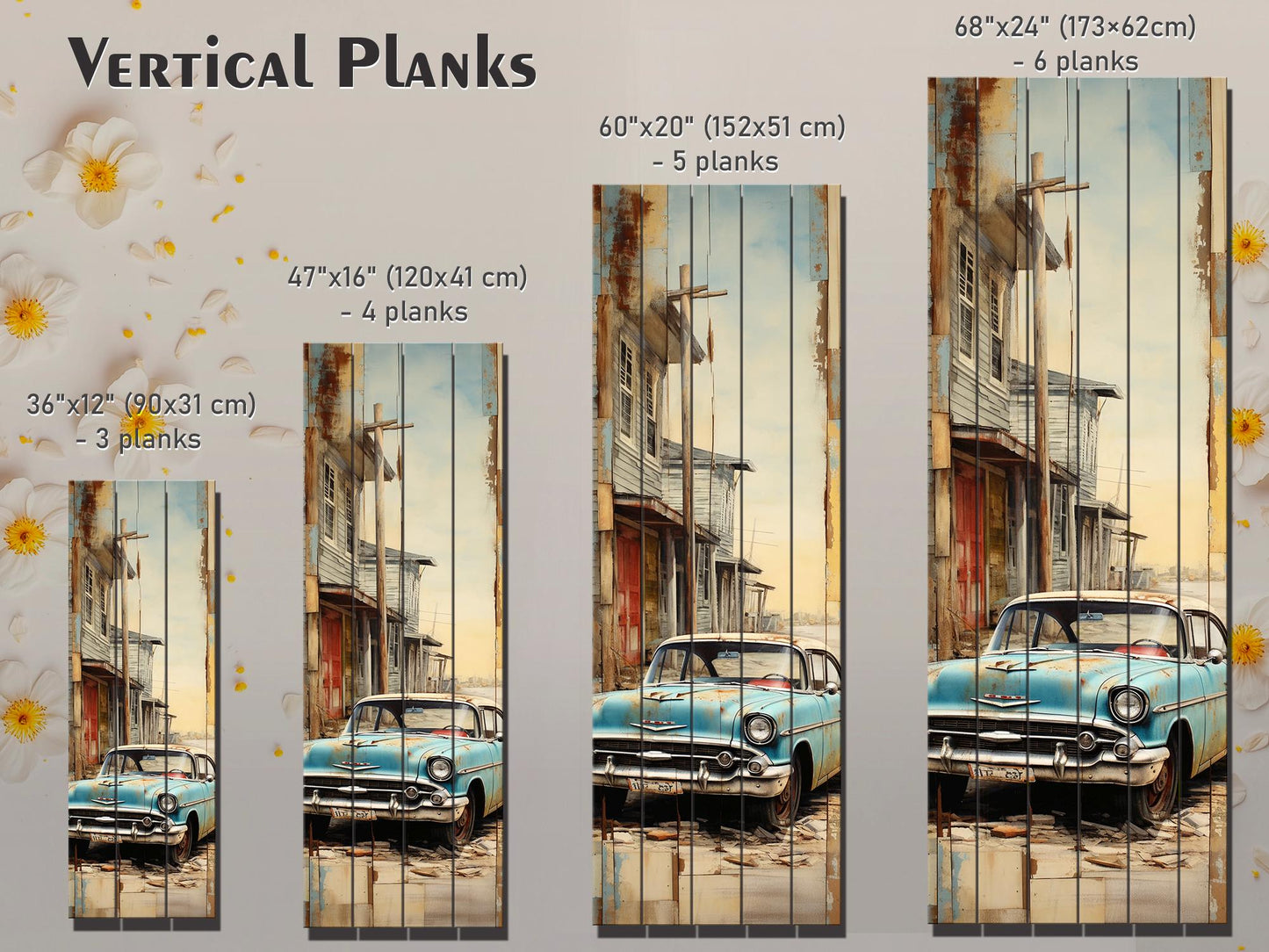 Vintage Cuba Print - Rustic Wood Wall Art on Natural Wooden Planks, Ready to Hang