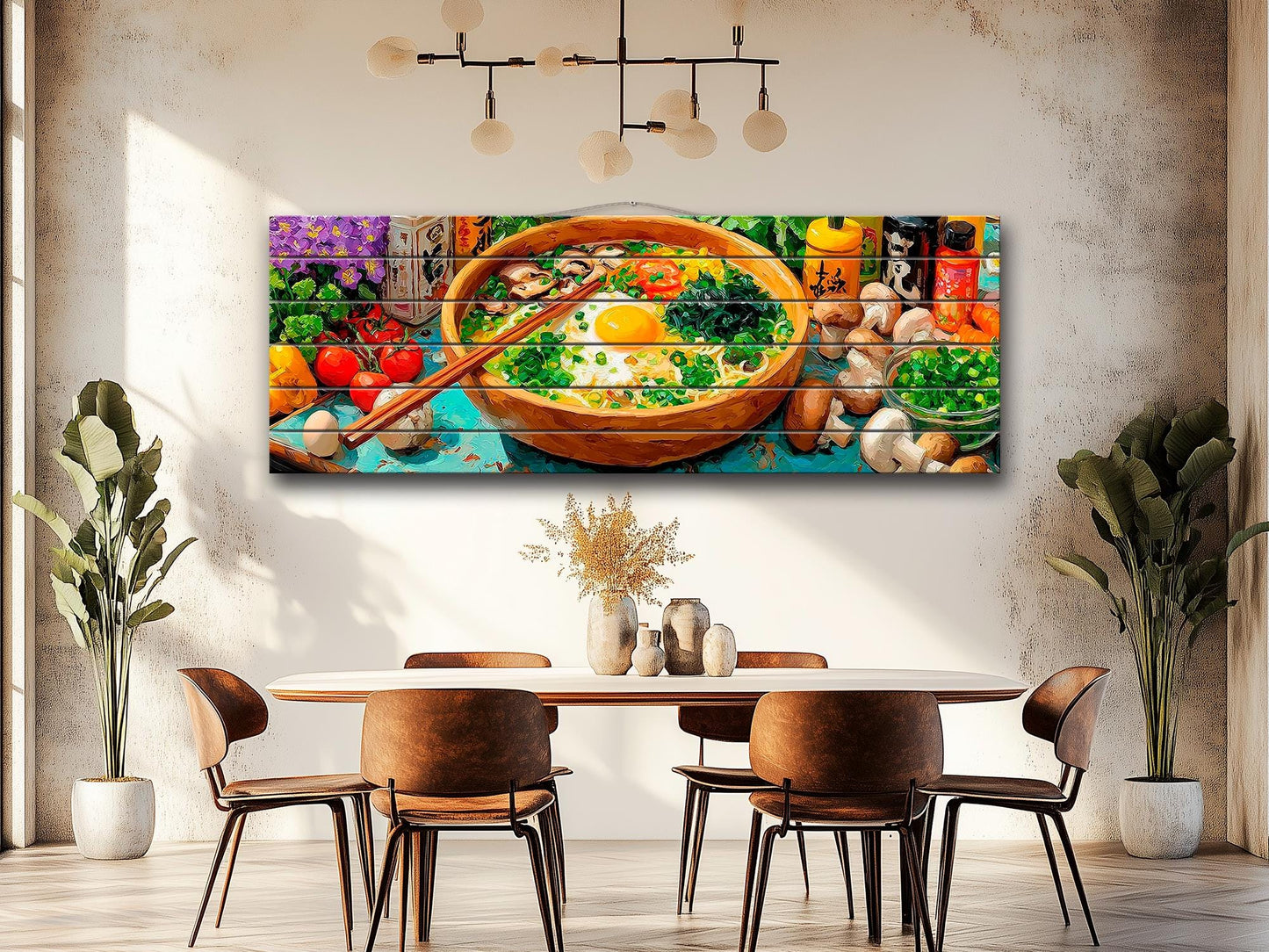 Ramen Wood Wall Art, Japanese Food Print on Wood, Asian Kitchen Decor