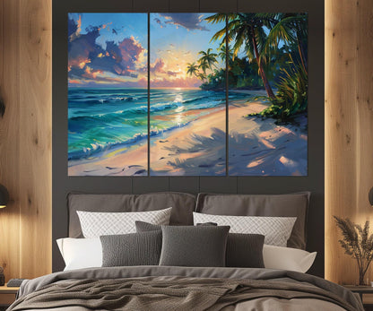 Ocean Beach Wall Art – Scenic Beach Canvas Print | Tropical Painting, Ready to Hang