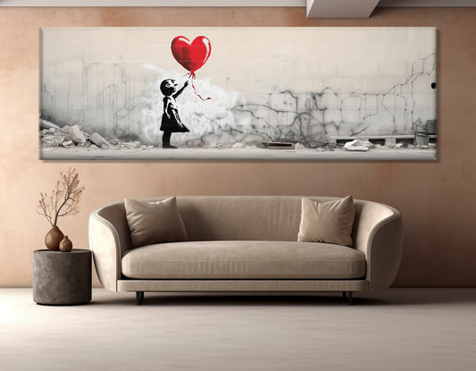 Banksy Style Canvas – Balloon Girl Print | Framed Canvas Art, Ready to Hang