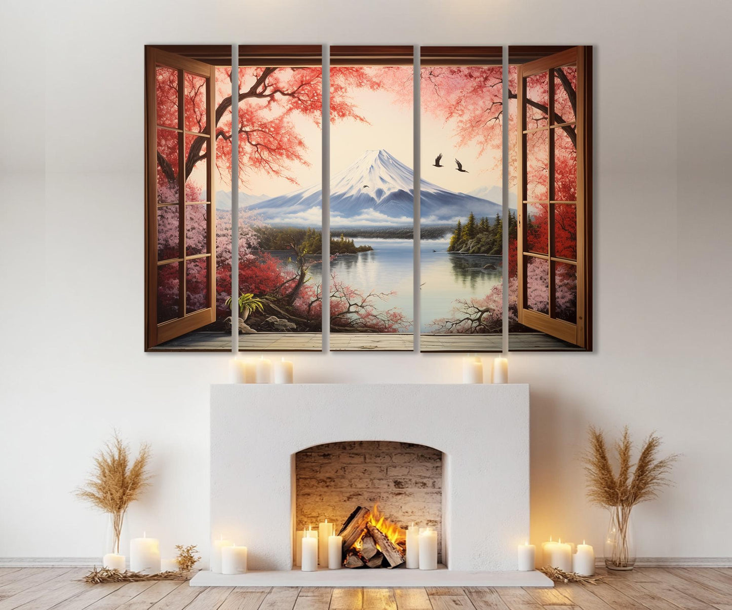Mount Fuji Canvas Print – Japanese Landscape Art with Sakura Blossom | Ready to Hang