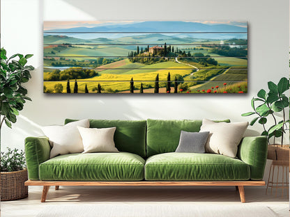 Rustic Wood Wall Art – Scenic Tuscany Landscape Art on UV Printed Wood