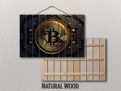 Wood Wall Art - Bitcoin Print on Wood, Crypto Wall Art, Trading Wall Art, Crypto Trader Gift, Crypto Office Wall Decor, Crypto Investor Gift