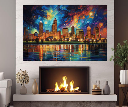 Detroit Canvas Print – Abstract Detroit Skyline Painting | Ready to Hang Wall Art